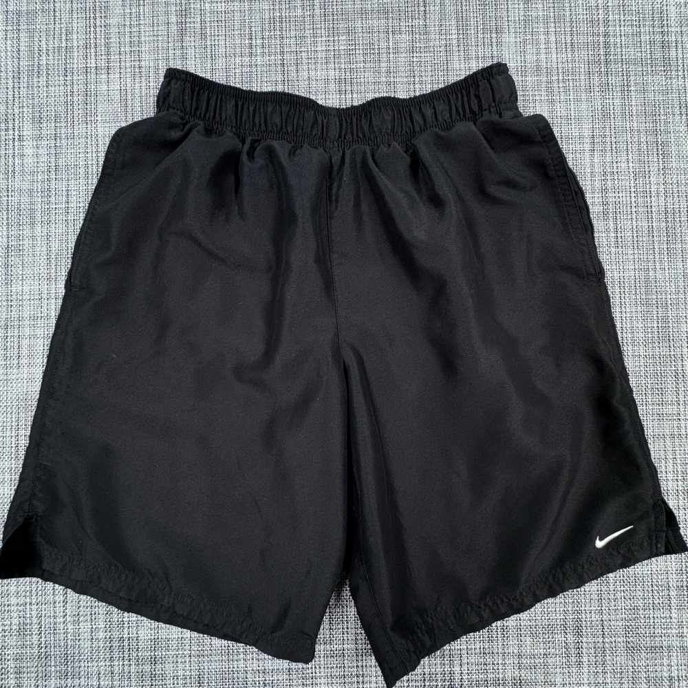 Nike Core Volley Swim Trunks Mens Small Black Mesh Lined Elastic Waist 7 Shorts